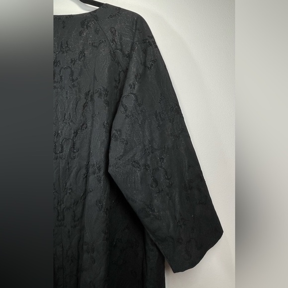 NWT EILEEN FISHER Jacquard‎ Embroidered Open Front Black Shimmer Blazer Size 2X - Picture 12 of 12